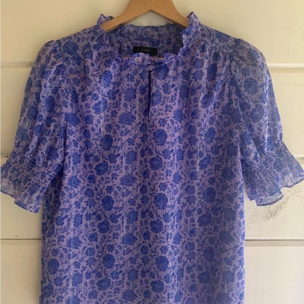 JCrew Floral Blue Women's Top